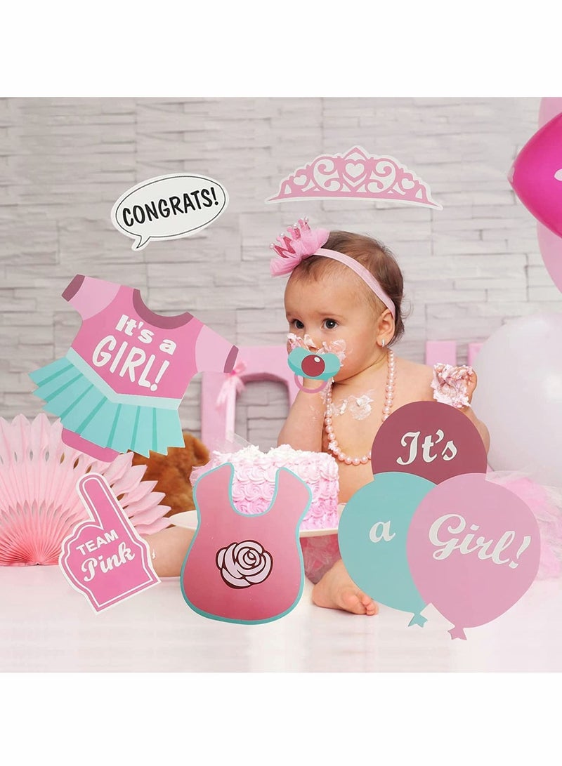 NIBEMINENT Baby Shower Photo Booth Props, 50Pcs Gender Reveal Props Handheld for Unisex Newborn Boy Girl Party Decorations Banquet Supplies Diy Set - Image 2