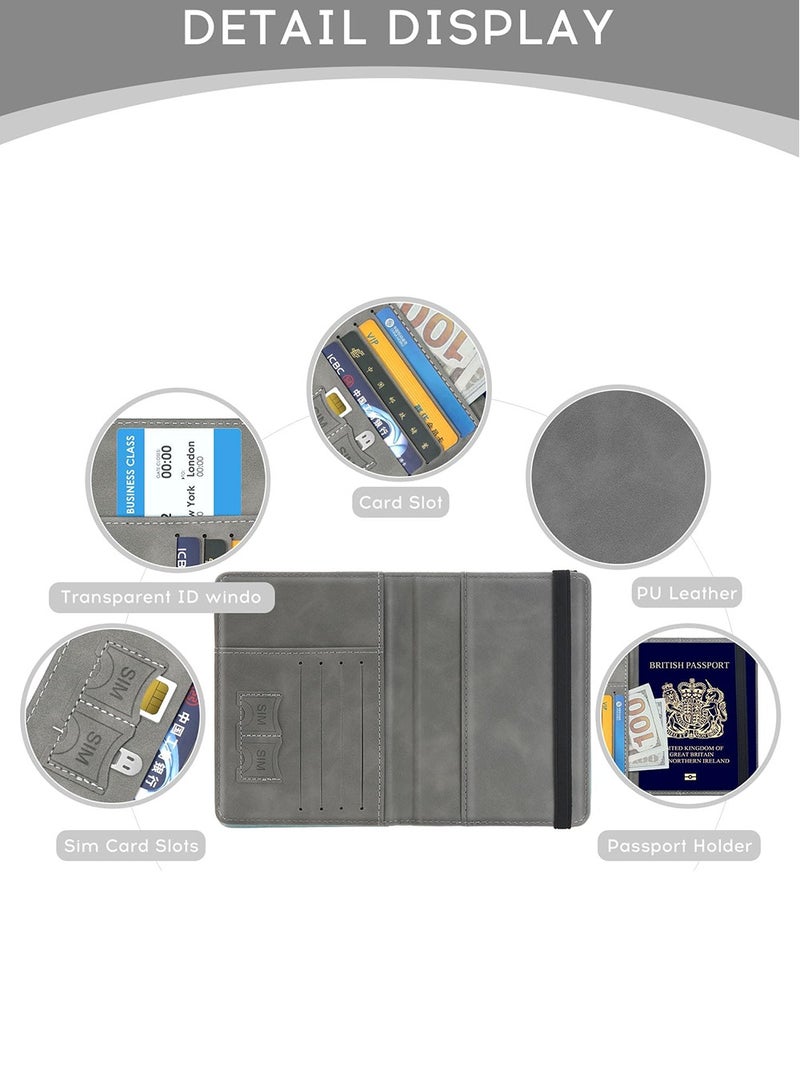 متجر الفرح غطاء جواز السفر، محفظة جواز السفر، حافظة جواز السفر مانعة لتقنية تحديد الهوية بموجات الراديو، ملحقات السفر، محفظة حامل البطاقات، هدايا سفر للجنسين، رمادي - Image 4