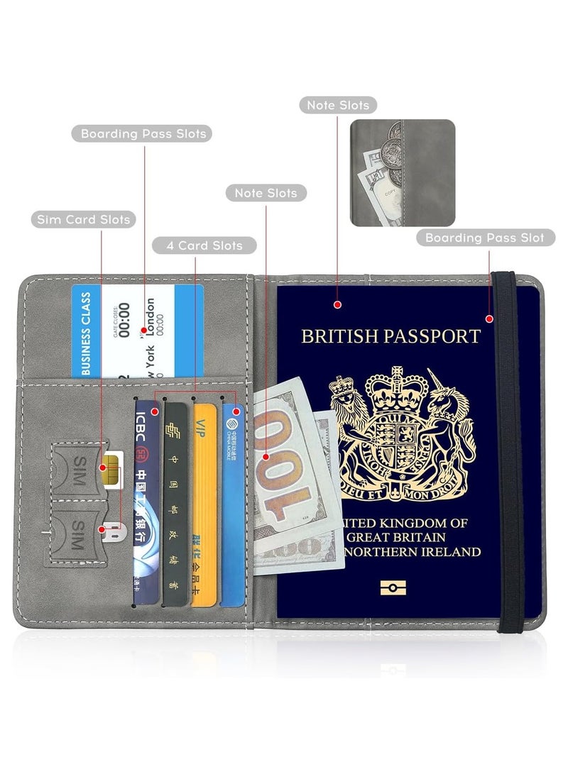 متجر الفرح غطاء جواز السفر، محفظة جواز السفر، حافظة جواز السفر مانعة لتقنية تحديد الهوية بموجات الراديو، ملحقات السفر، محفظة حامل البطاقات، هدايا سفر للجنسين، رمادي - Image 5
