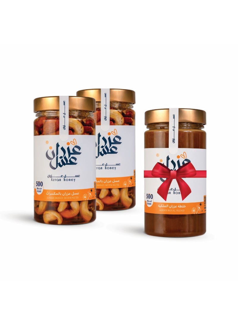 Azran honey Azran Royal Blend Offer + 2 Azran Blends with Nuts | Premium Natural Royal Honey with Selected Nuts | The Perfect Gift for Hospitality and Luxury Occasions - Image 1