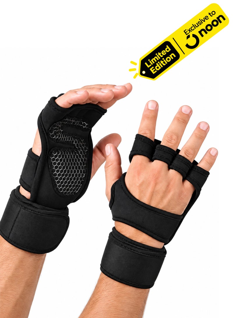DBLEW Gym Workout Gloves with Wrist Wrap Support, Non-Slip Silicone Padded Weightlifting Gloves for Men and Women, Large Size - Image 1