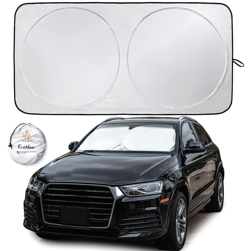 EcoNour Car Windshield Sun Shade 2025 Upgraded Innovative NoLightPass Technology for Maximum Coverage Foldable Sun Shade Keeps Your Vehicle Cool MustHave Car Accessories Small 59 x 29