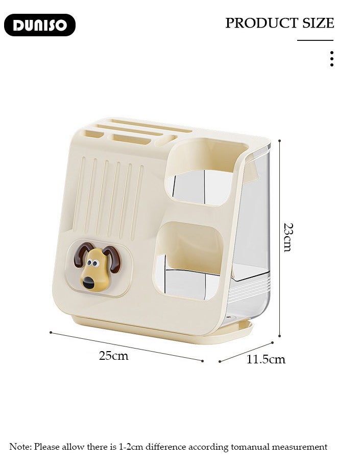 DUNISO Kitchen Utensil Holder, Knife Organizer, Multifunctional Chopstick Cartridge Knife Holder Integrated Storage Box, Cutlery Drainer for Sink, Countertop Cutlery Drying Holder Tabletop Fork Chopstick Storage Cutlery Utensil Organizer  - Image 2