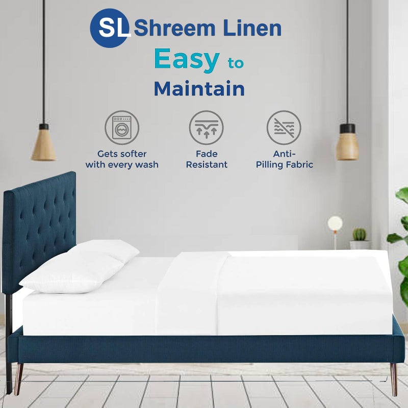 Shreem Linen Flex Top King Sheets for Sleep Number Bed Ultra-Soft Microfiber Bed Sheets  Split Top King Sheets for Sleep Number Bed (4 PCs) Flex Head King 34"" Top Split Sheets to fit Upto 15"" Deep (White)  - Image 5