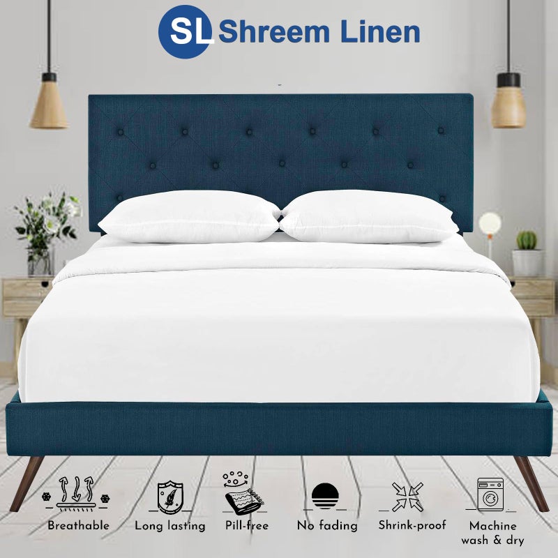 Shreem Linen Flex Top King Sheets for Sleep Number Bed Ultra-Soft Microfiber Bed Sheets  Split Top King Sheets for Sleep Number Bed (4 PCs) Flex Head King 34"" Top Split Sheets to fit Upto 15"" Deep (White)  - Image 3