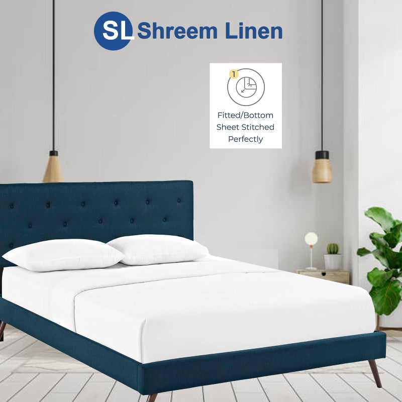 Shreem Linen Flex Top King Sheets for Sleep Number Bed Ultra-Soft Microfiber Bed Sheets  Split Top King Sheets for Sleep Number Bed (4 PCs) Flex Head King 34"" Top Split Sheets to fit Upto 15"" Deep (White)  - Image 2