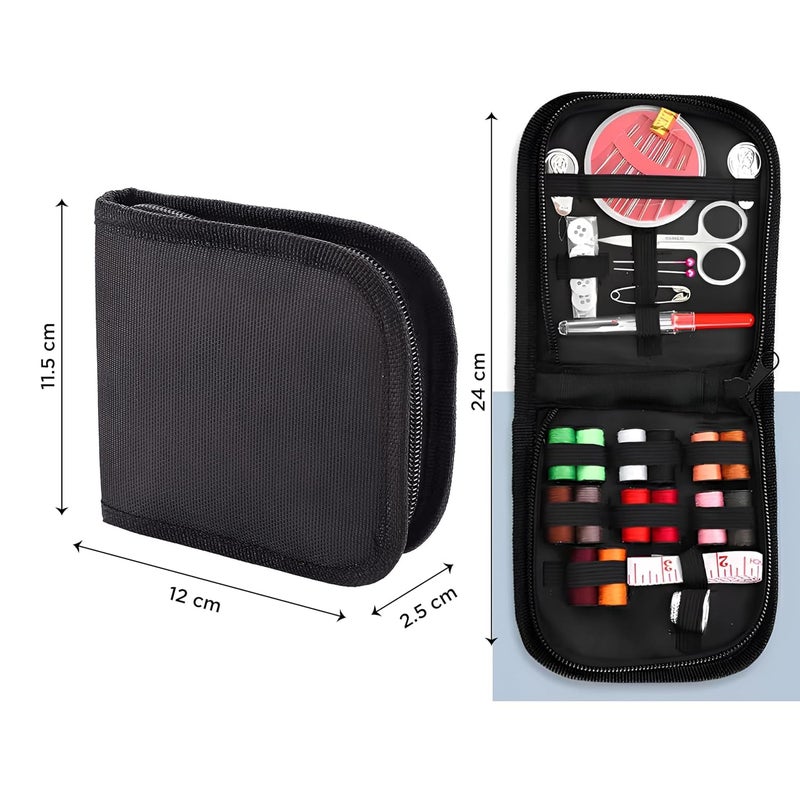 Generic SHOPOLIFE Emergency Travel Sewing Kit with Storage Pouch Box, Needle and Thread Box, Small & Portable Sui Dhaga Box, Tailor Accessories & Tools, Stitching Kit, Stitching Items Box for Home, Ladies (1 Pc - Multicolor)  - Image 2