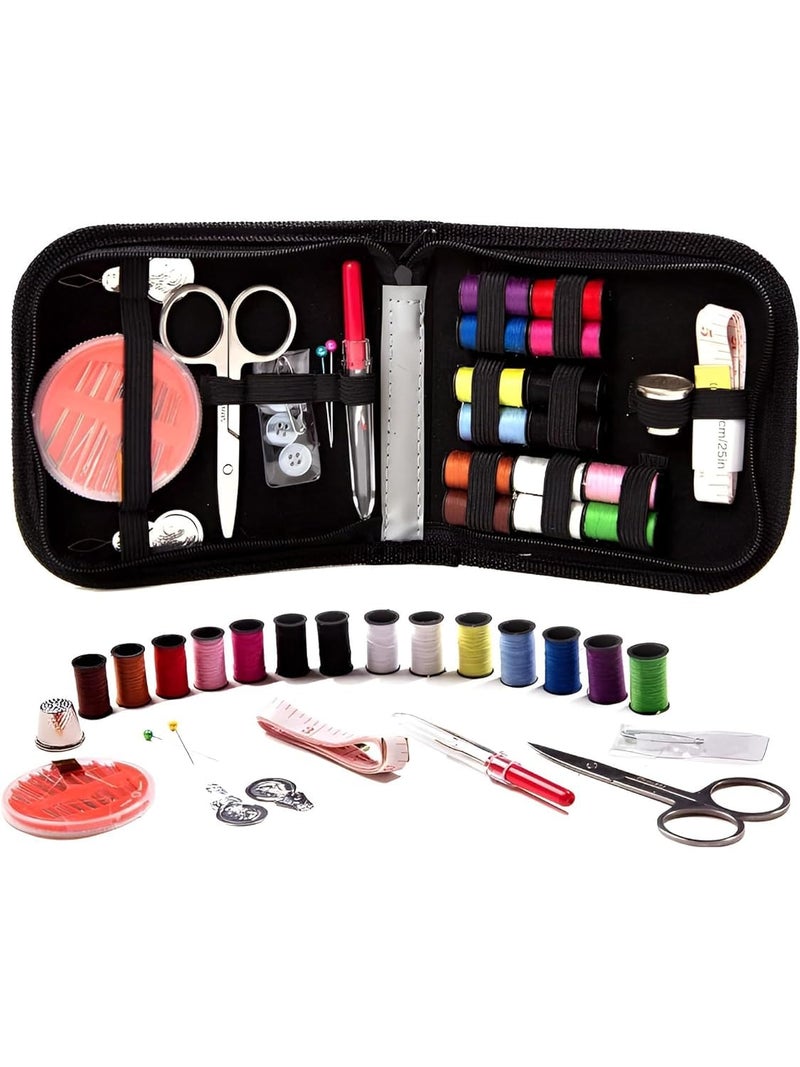 Generic SHOPOLIFE Emergency Travel Sewing Kit with Storage Pouch Box, Needle and Thread Box, Small & Portable Sui Dhaga Box, Tailor Accessories & Tools, Stitching Kit, Stitching Items Box for Home, Ladies (1 Pc - Multicolor)  - Image 1