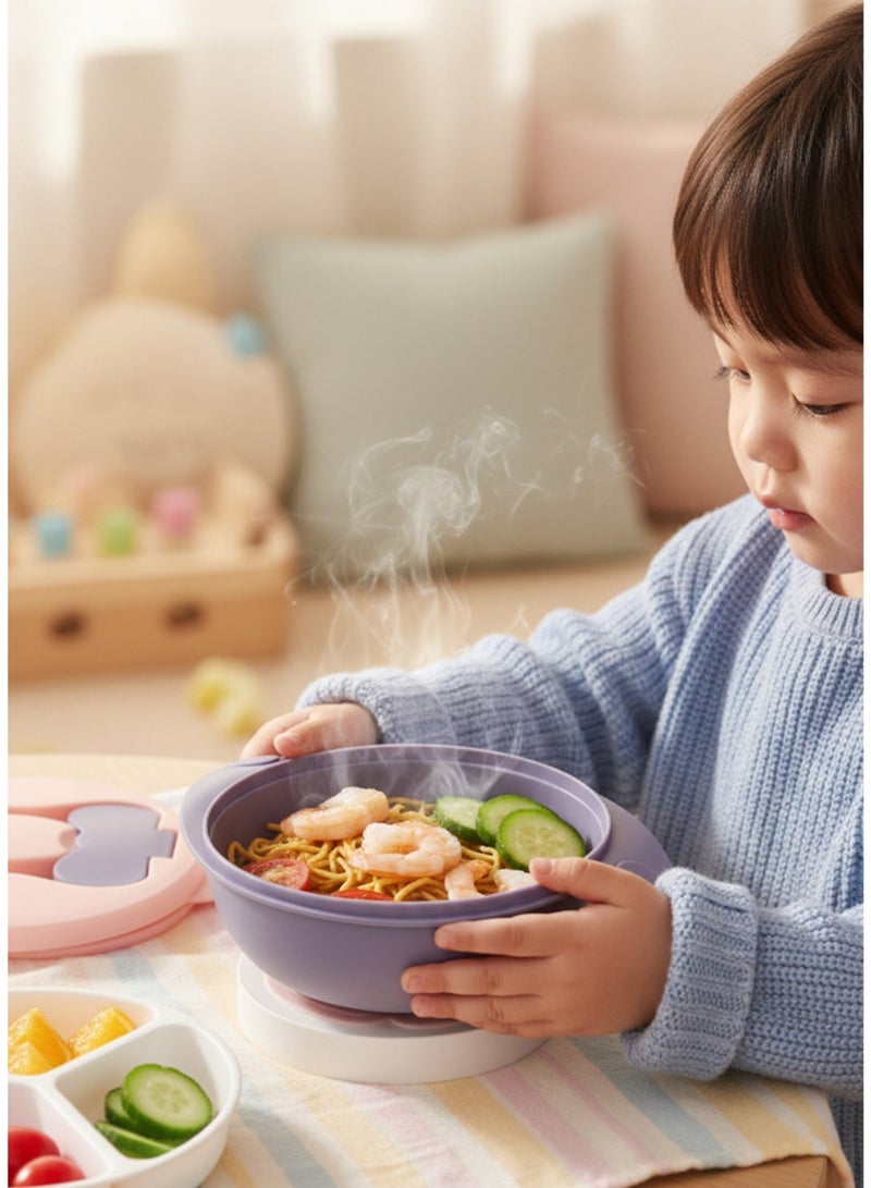 Baby Feeding Bowl Set – Divided Bowl with Lid, Suction Base, Spoon & Fork, BPA-Free, Stage 1 Weaning Tableware - Image 4