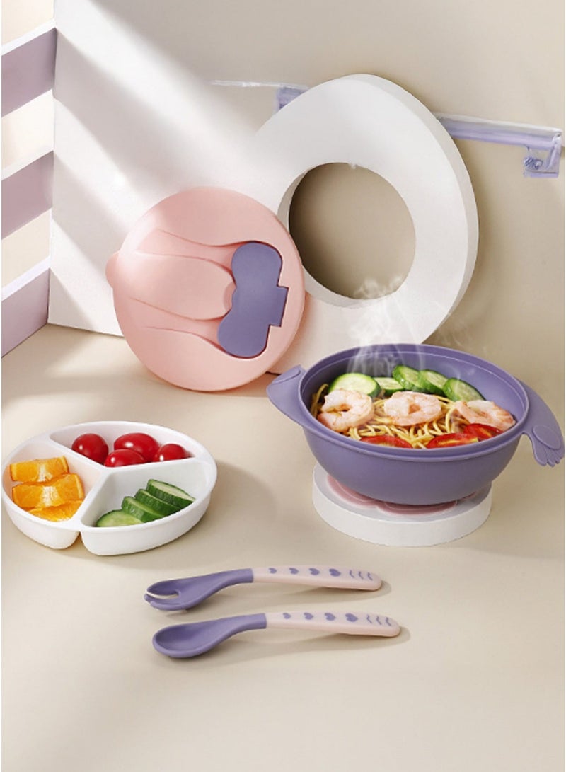 Baby Feeding Bowl Set – Divided Bowl with Lid, Suction Base, Spoon & Fork, BPA-Free, Stage 1 Weaning Tableware - Image 1
