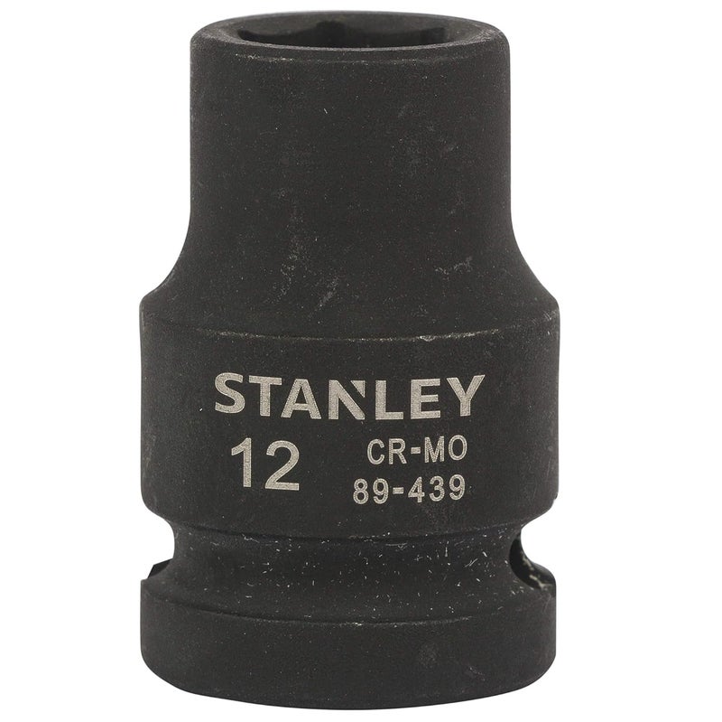 Stanley STANLEY STMT894398B ChromeMolybdenum Steel 6 Point Impact Socket 12 inch 12 mmBlack  - Image 1