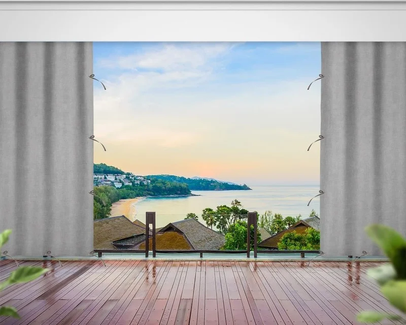 Altın Pamuk Golden Cotton Enxboy Optional Laced Balcony Curtain Canvas Gray