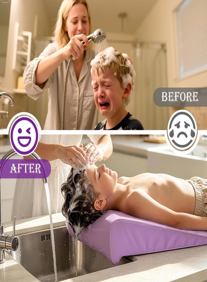 Wibeelee Hair Washing Station for Kids Waterproof Shampoo Foam Mat with Ergonomic Design Non Slip Bath Pillow Sink Soft Neck Support for Easy Hair Wash(Purple) - Image 5