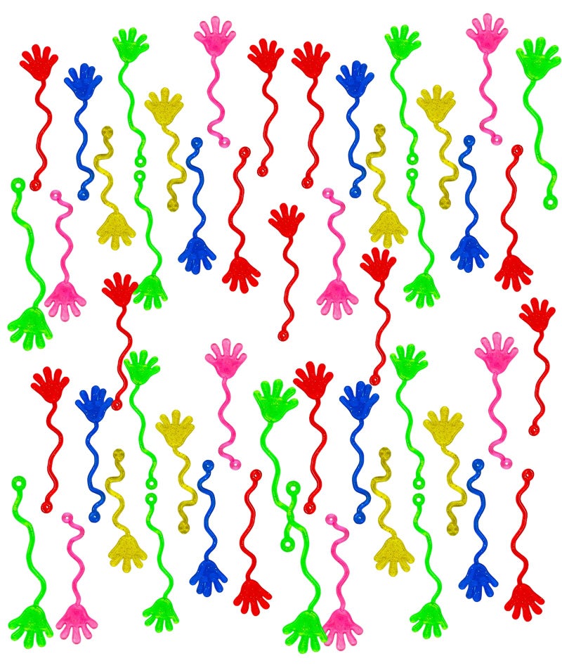 BdelrinQue 50pcs Sticky Hands for Kids, Sticky Hand Toy, Stretchy and Colorful Sticky Toys, Fun Party Favors for Birthday Parties and Classroom Rewards - Image 1