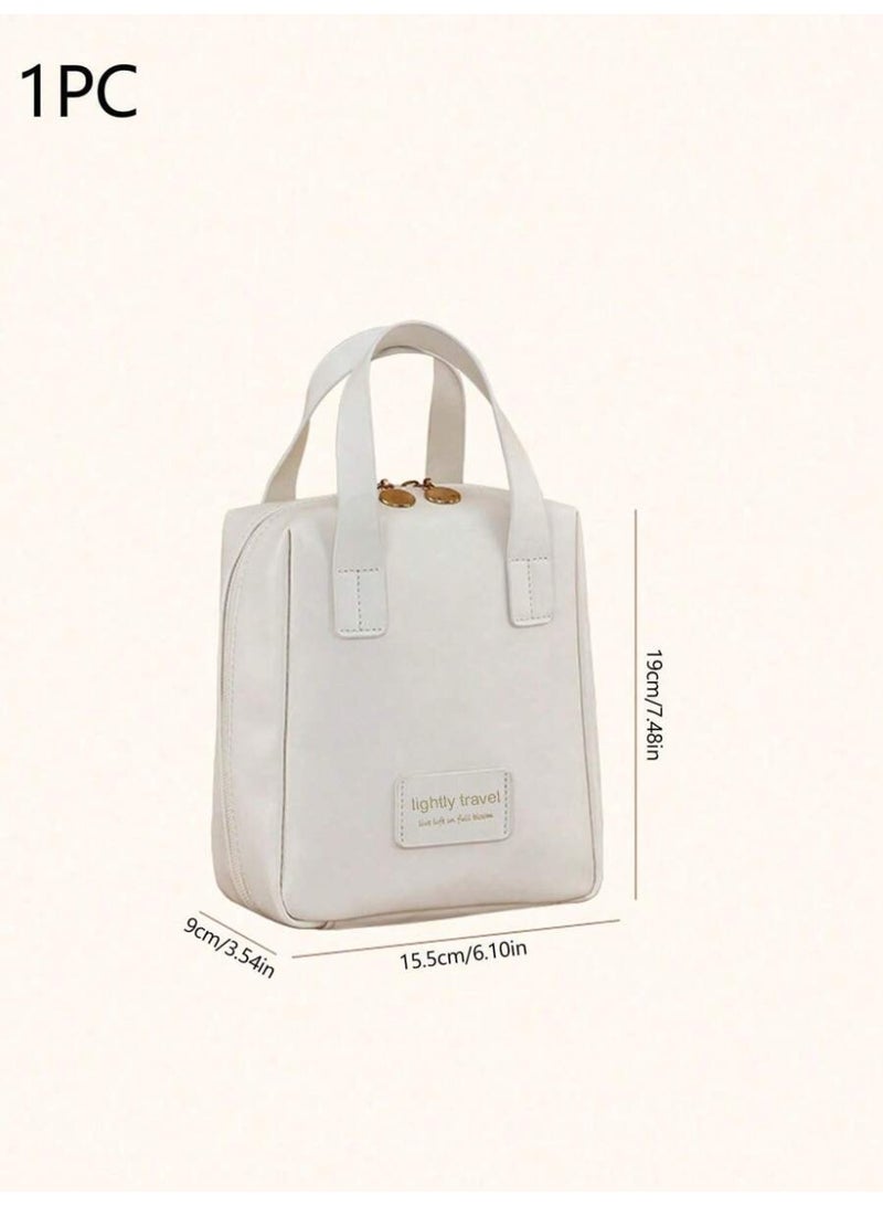 1pc Handheld PU Leather Makeup Bag, Waterproof PU Leather Cosmetic Bag, Portable Toiletry Bag, Makeup Organizer Bag, Multifunctional Travel Makeup Bag, Large Capacity Waterproof Portable Toiletry Bag, Perfect Makeup Storage Bag - Image 2