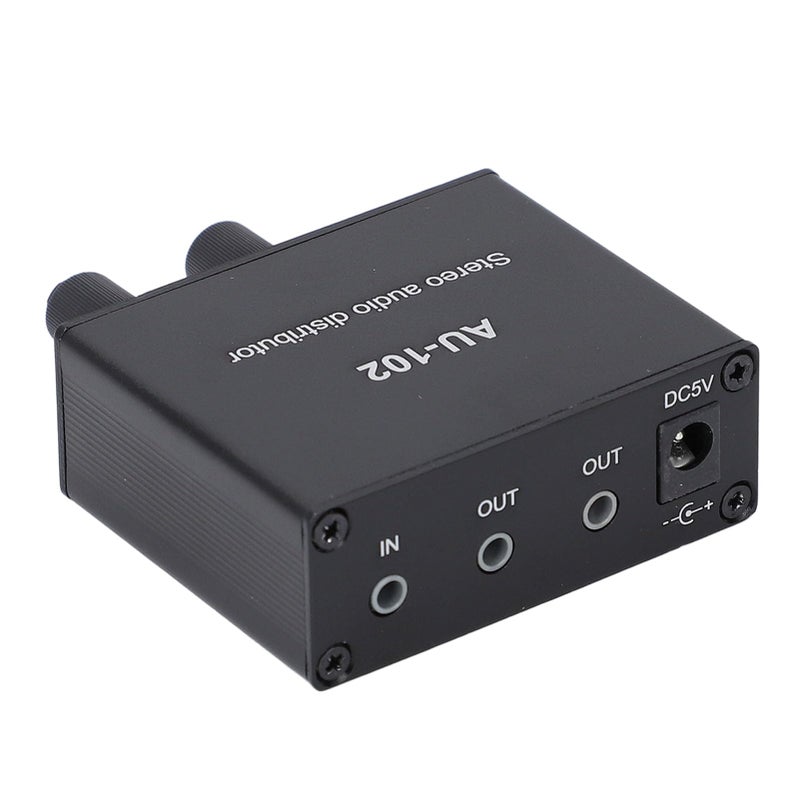 2 Way Active Audio Signal Splitter 1 Input 2 Output 3 5mm Jack Independent Volume Control DC 5V Powered - Image 3