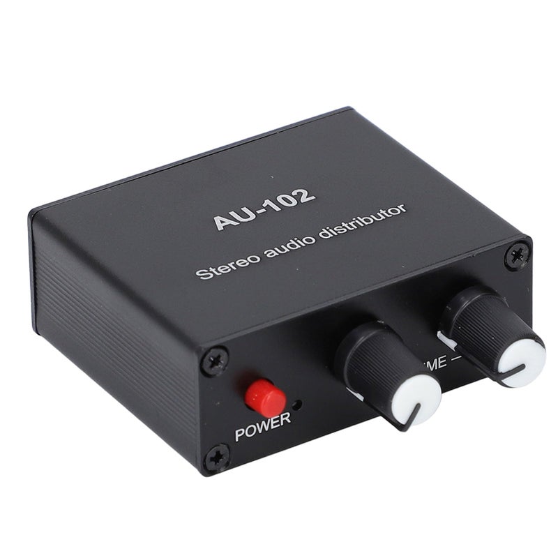 2 Way Active Audio Signal Splitter 1 Input 2 Output 3 5mm Jack Independent Volume Control DC 5V Powered - Image 2
