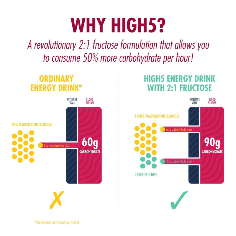 High5 Energy Drink - Electrolytes Sport Energy Drink Powder - Isotonic Drink with 2:1 Fructose - Hydration for Running, Cycling, Endurance Fuel - Natural Flavours, Vegan (Berry, 2.2kg - 46 Servings) - Image 4