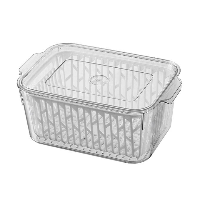 STACKABLE VEGETABLE AND FRUIT FRIDGE STORAGE CONTAINER WITH REMOVABLE DRAIN STRAINERS | CAPACITY 3L | PACK OF 01 (ACRYLIC)