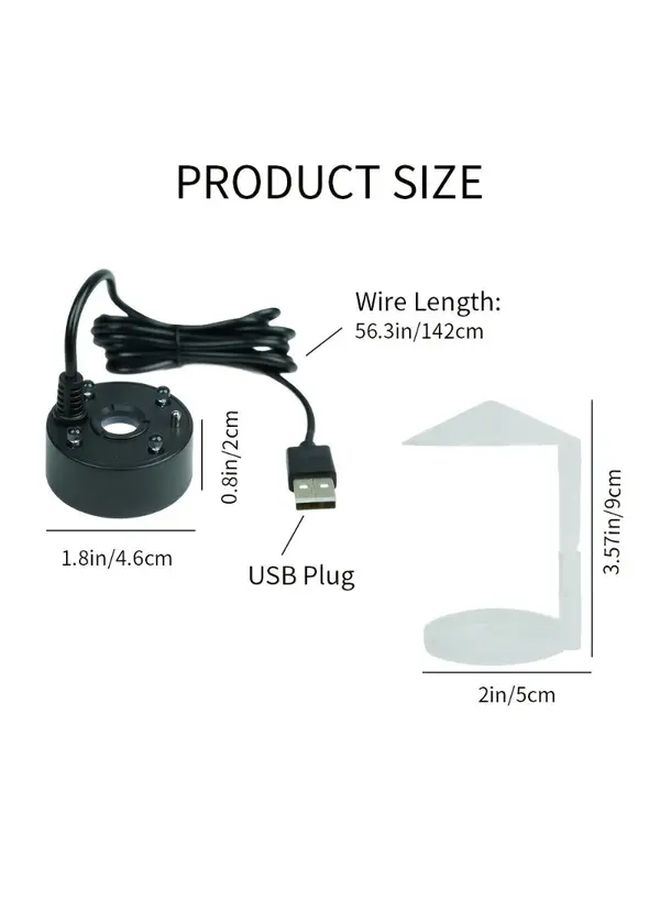 أسود المرذاذ مع ضوء USB متعدد الوظائف صانع الضباب لحوض السمكة بركة المرطب - Image 4