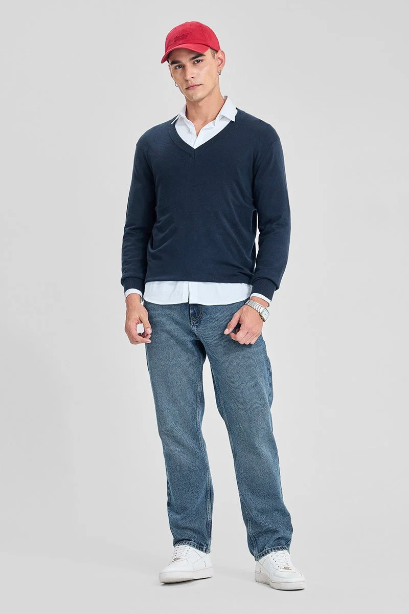 SNITCH Navy Claasic V Neck Pullover