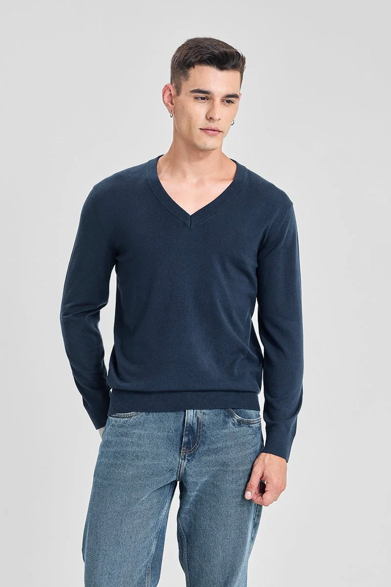SNITCH Navy Claasic V Neck Pullover