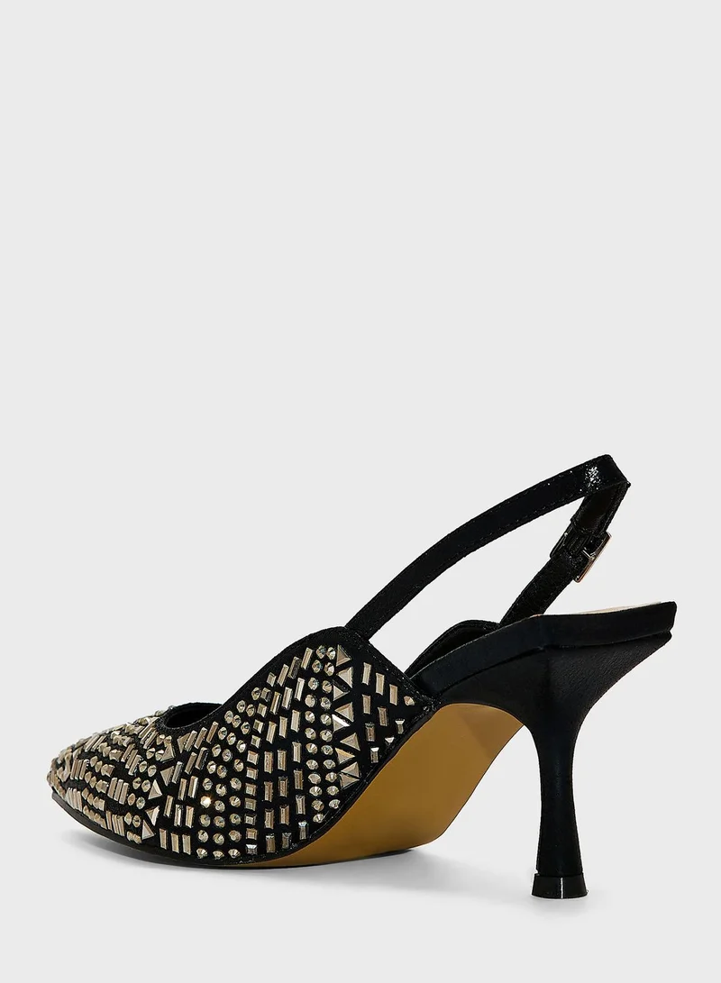 MENBUR Pointed Toe Strap Mid Heel Sandals