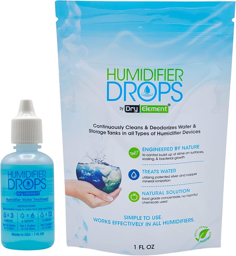 Dry Element The Original Humidifier Drops - Premium Food Grade Concentrate, Slows Down Residue Accumulation on Surfaces, Minimizes Scaling - Freshens Water in All Humidifier Models, 100+ Day Supply, Made in USA - Image 1