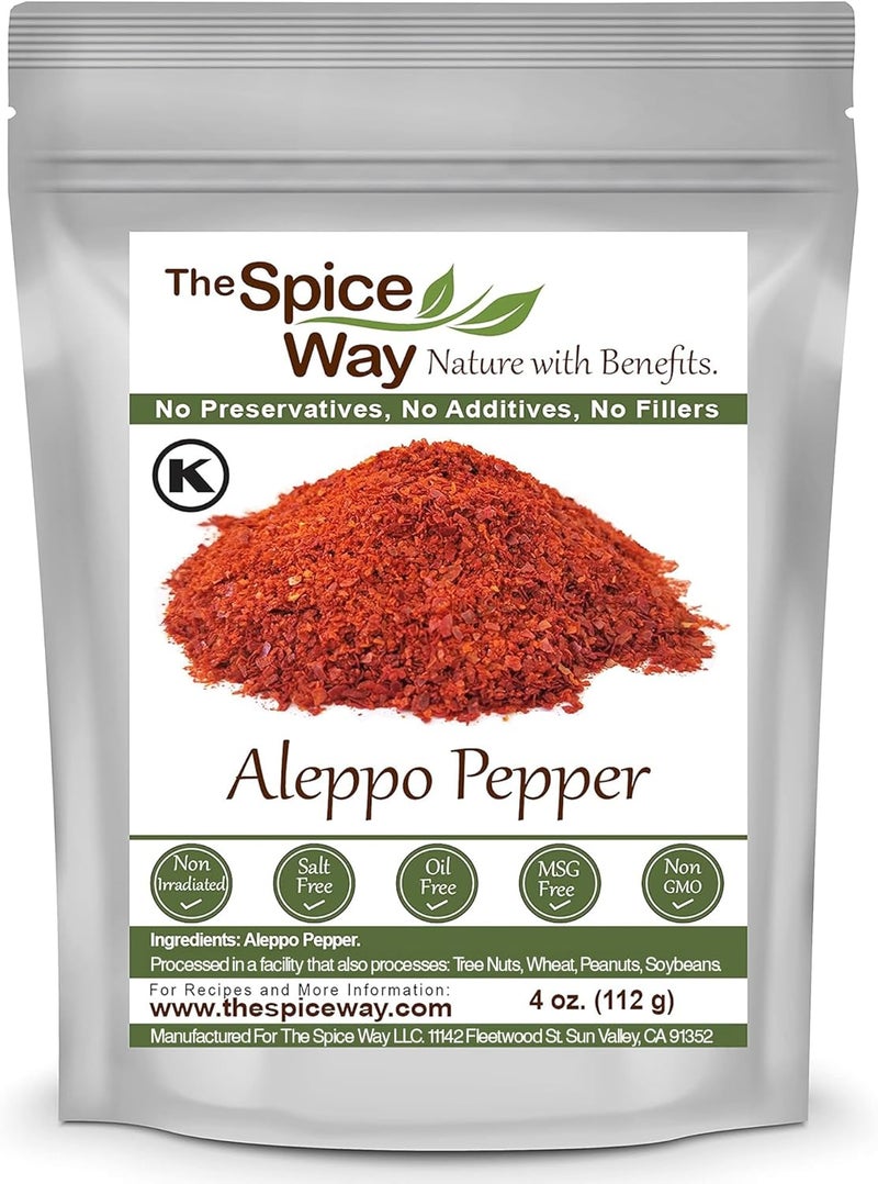 The Spice Way Premium Aleppo Pepper Ground - 4 oz Crushed Aleppo Pepper Flakes for Turkish and Mediterranean Cooking - Image 1