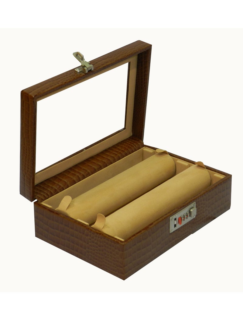LAVERI LEATHER Laveri Genuine Leather Bracelet Jewelry Box with 2 Removable Rolls - Holder Stores Bracelets, Bangles & Watches Bangle Vanity Box REMOVABLE Vanity Box Removable Vanity Box - Image 2