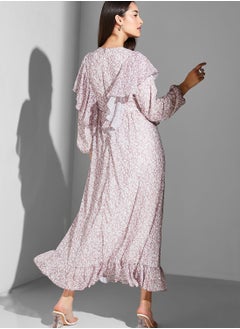 Namshi x Modanisa Floral Print Ruffle Maxi Dress  - Image 2