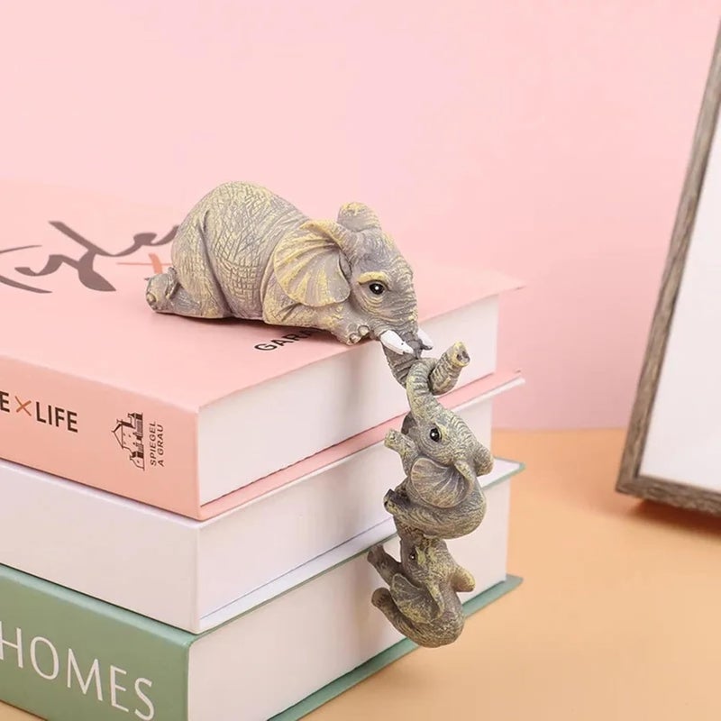 THE SACRED GIFTS THE SACRED GIFTS Decorative Elephant Family Shelf Sitter Mother and Baby Hanging Figurines HandPainted Resin Statue Home Decor Table Decor Gift for Mothers Day Special Decorative Item  - Image 4