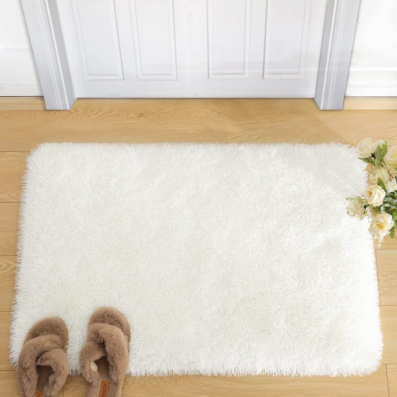 Merelax Soft Modern Indoor Shaggy Area Rug for Bedroom Livingroom Dorm Kids Room Home Decorative NonSlip Plush Fluffy Furry Fur Rugs Comfy Nursery Accent Floor Carpet 2x3 Feet Ivory