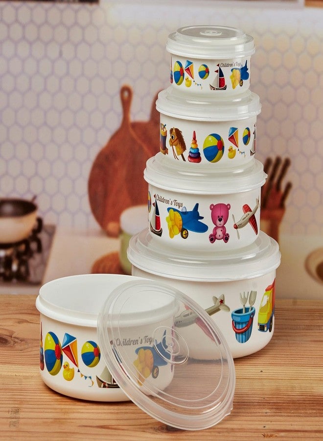 Kookee Plastic Airtight Food Storage Container with Lid for Kitchen, Set of 4, Used for storing all Foods, Fruits, Snacks, Salad, Dryfruits - Round (10692) - Image 1