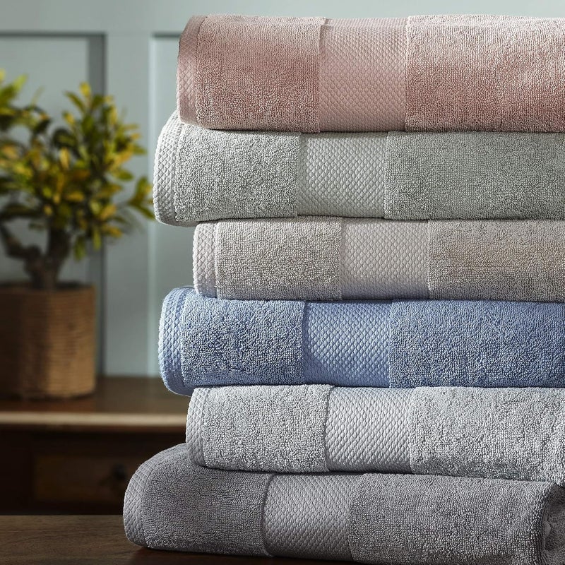Modern Threads 600 GSM 6-Piece Towel Set with Filgree Jacquard Border Charcoal - Image 3