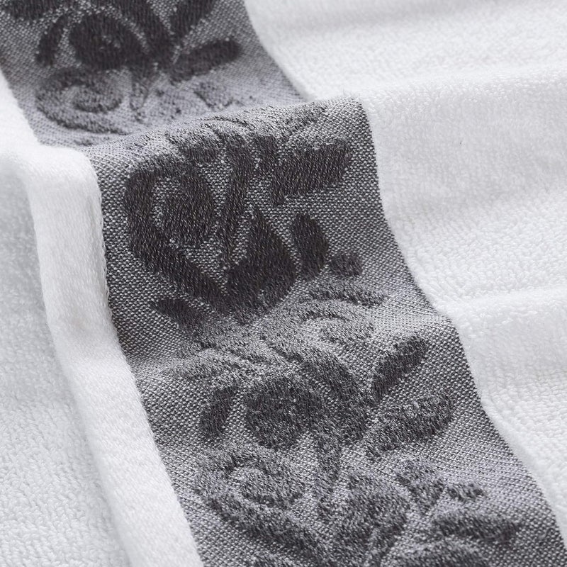 Modern Threads 600 GSM 6-Piece Towel Set with Filgree Jacquard Border Charcoal - Image 4