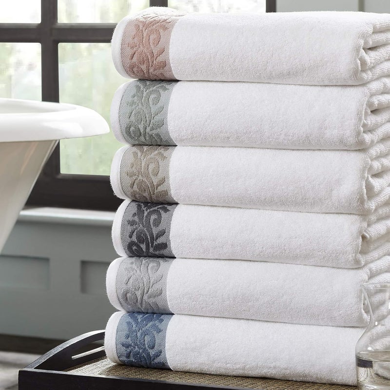Modern Threads 600 GSM 6-Piece Towel Set with Filgree Jacquard Border Charcoal - Image 2