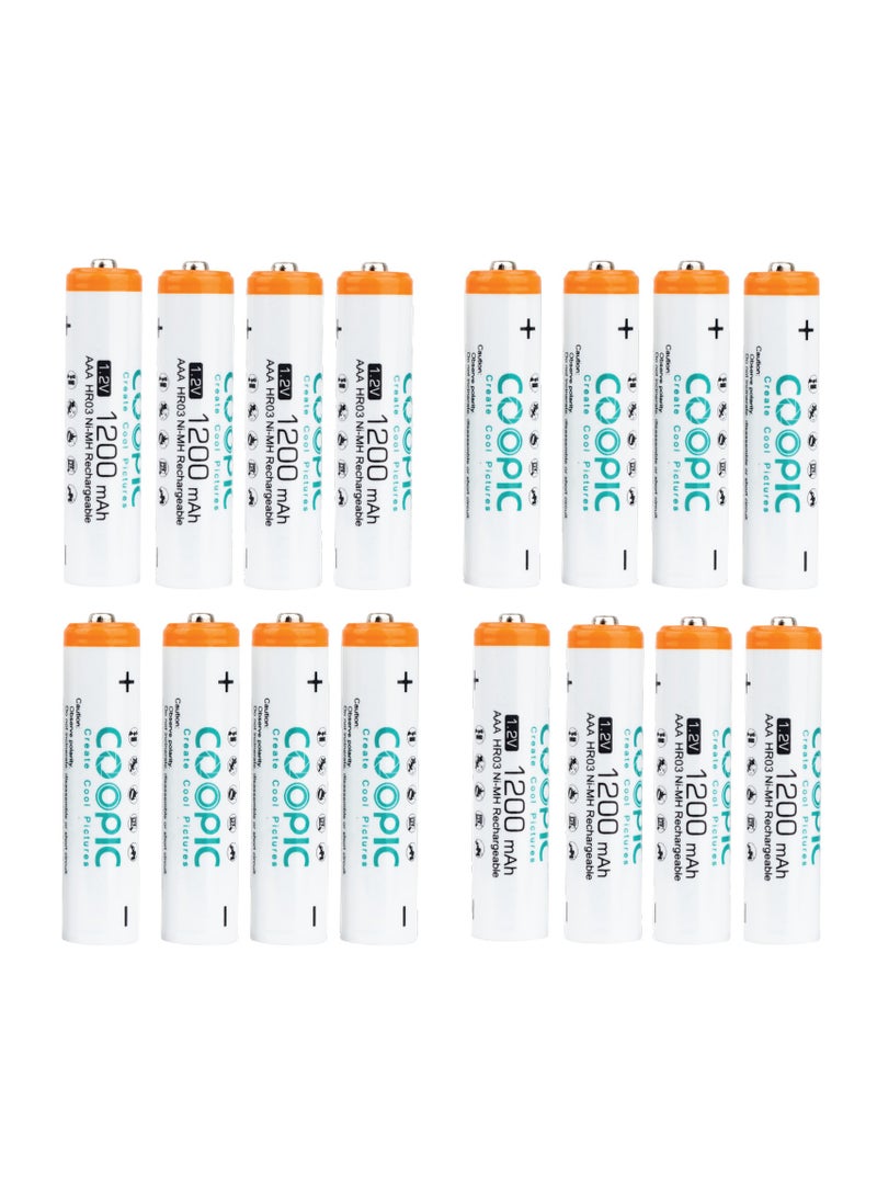 Coopic - Rechargeable AAA Batteries, 1200mAh High Capacity Batteries 1.2V HR03 NiMH Low Self Discharge (16pcs) - Image 1