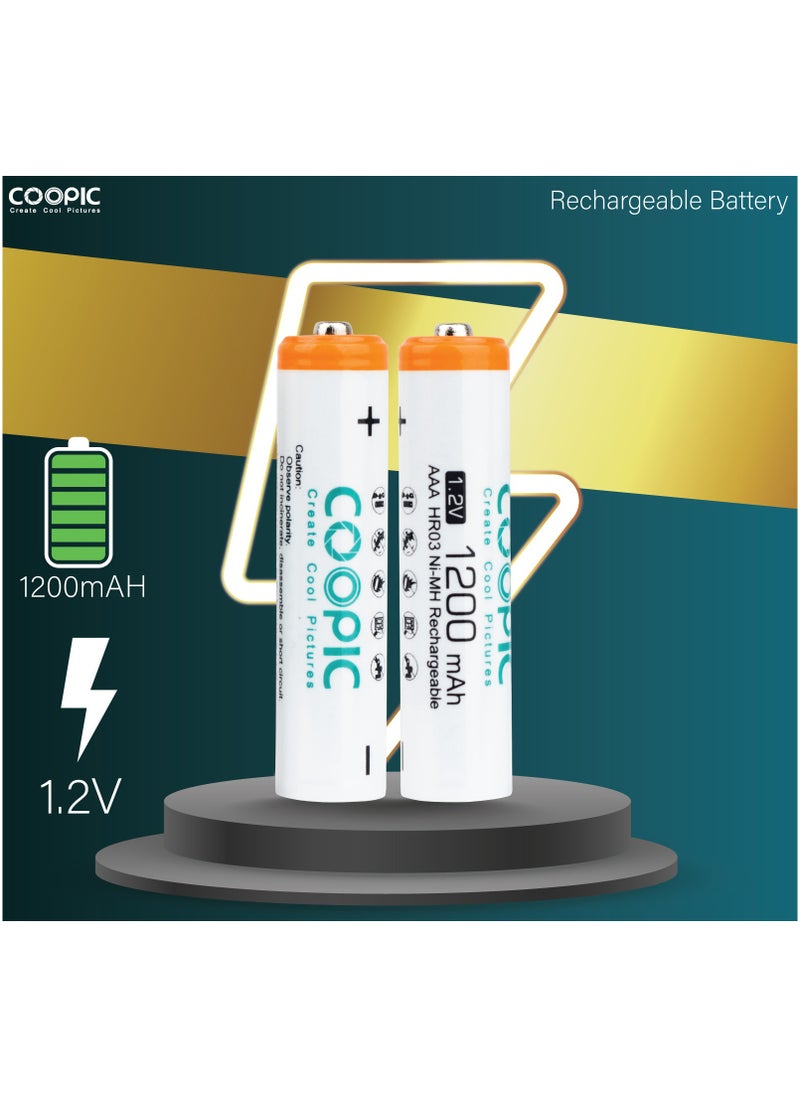 Coopic - Rechargeable AAA Batteries, 1200mAh High Capacity Batteries 1.2V HR03 NiMH Low Self Discharge (16pcs) - Image 1