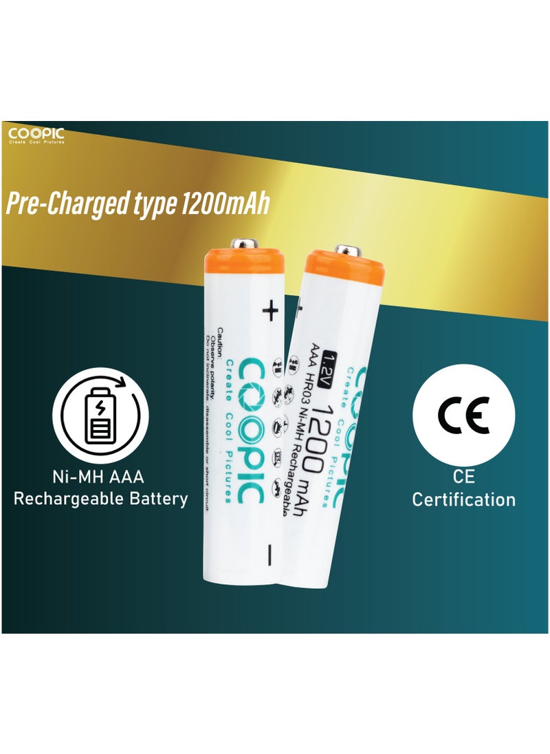 Coopic - Rechargeable AAA Batteries, 1200mAh High Capacity Batteries 1.2V HR03 NiMH Low Self Discharge (16pcs) - Image 1