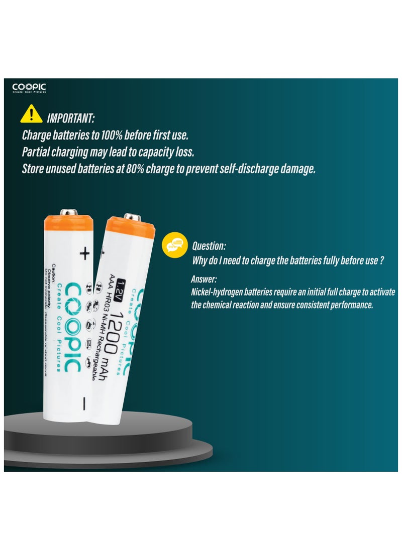 Coopic - Rechargeable AAA Batteries, 1200mAh High Capacity Batteries 1.2V HR03 NiMH Low Self Discharge (16pcs) - Image 1
