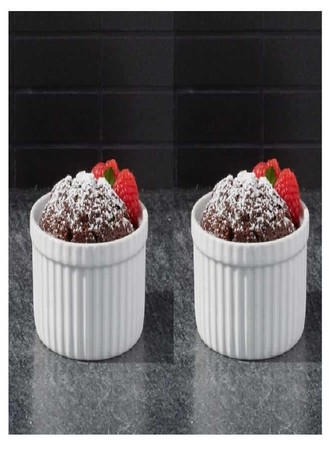 Mirakii Bone China 50 ml Microwave And Dishwasher Safe Ramekins Bowl for Kitchen Decoration, Sauce/Chutney, Cup Cake, Dessert, Souffle, White, 50ml, Set of 2 - Image 1