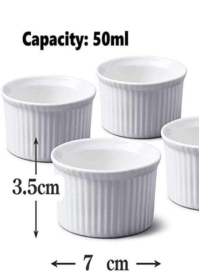Mirakii Bone China 50 ml Microwave And Dishwasher Safe Ramekins Bowl for Kitchen Decoration, Sauce/Chutney, Cup Cake, Dessert, Souffle, White, 50ml, Set of 2 - Image 2