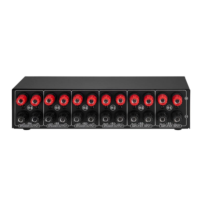 LINEPAUDIO 2 in 4 Out Speaker Selector Switch Box 4 Zone Amplifier and Speaker Selector with Volume Control Banana Jack 6.5mm Earphone Jack - Image 3