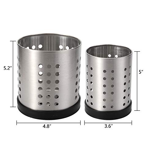 TOPZEA Set of 4 Kitchen Utensil Holder, Stainless Steel Cooking Utensil Organizer Kitchen Tools Flatware Holder Utensil Drying Cylinder Countertop Silverware Caddy - Image 2