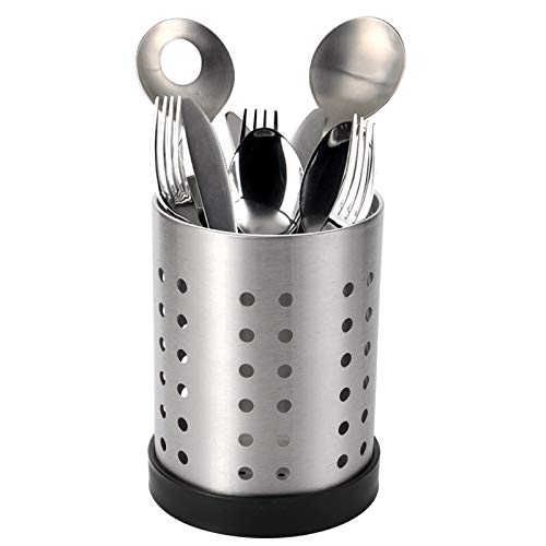 TOPZEA Set of 4 Kitchen Utensil Holder, Stainless Steel Cooking Utensil Organizer Kitchen Tools Flatware Holder Utensil Drying Cylinder Countertop Silverware Caddy - Image 4