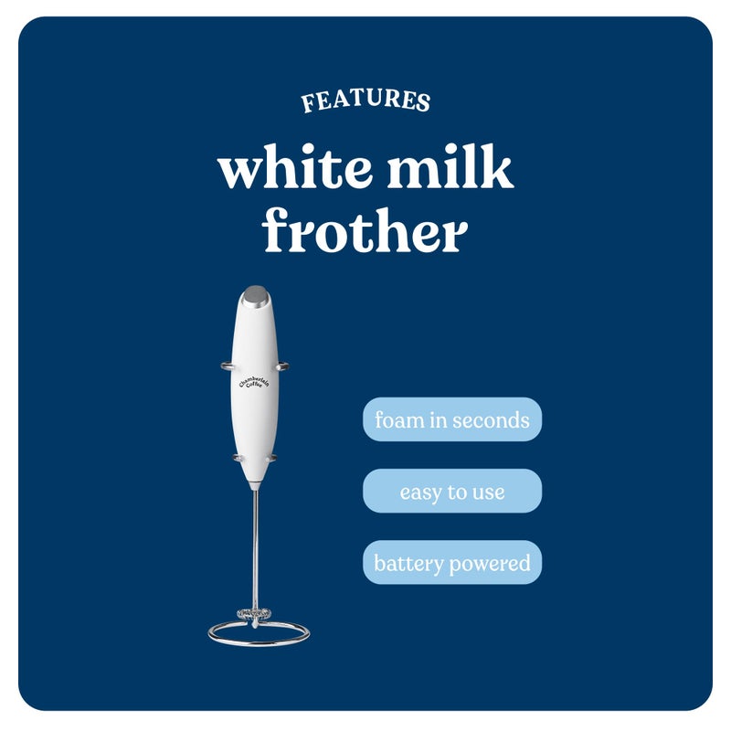 Chamberlain Coffee White Milk Frother - Handheld Frother for Coffee, Matcha, Hot Chocolate and Drink Mixer - Electric Foam Maker - White - Image 4