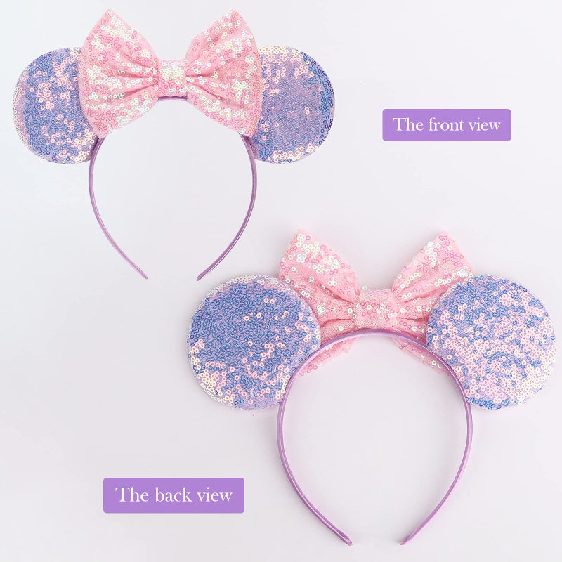 DRESHOW Mouse Ears Bow Headbands Glitter Party Decoration Cosplay Costume for Girls & Women - Image 3