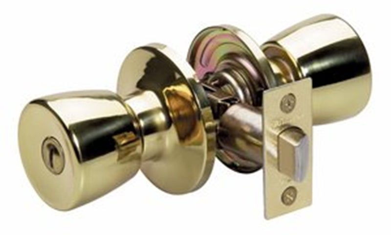 Master Lock TUO0303 Tulip Door Knob with Lock Polished Brass