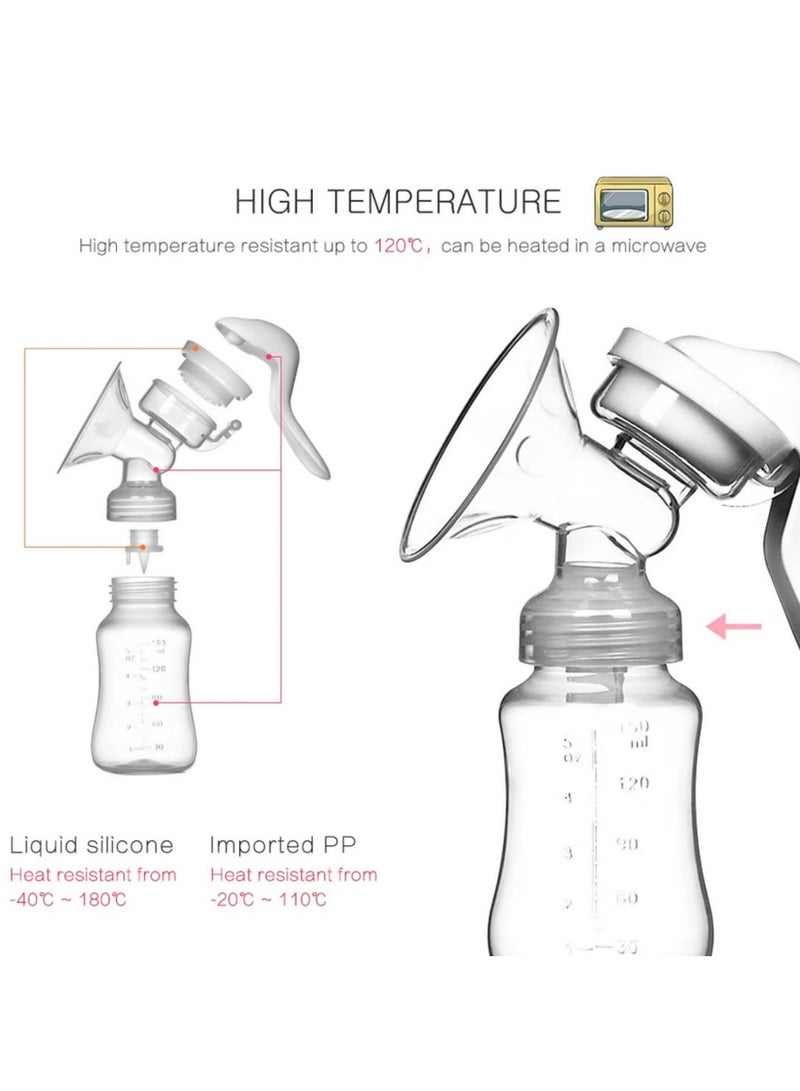 1pcs 150ML Breast Pump Baby Nipple Manual Suction Milk Pump Feeding Breasts Pumps Milk Bottle Sucking Postpartum Supplies BPA Free  - Image 2